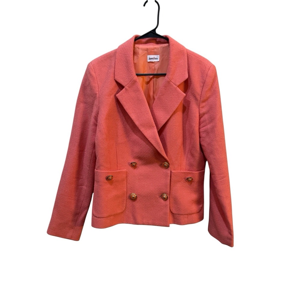 Vintage Neiman Marcus Double Breasted Wool Blazer Dark Peach